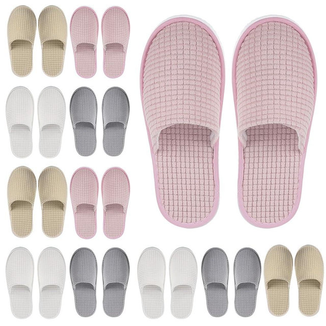 Geyoga 12 Pair House Slipper for Guest Non Slip Disposable Slipper for Travel Washable Reusable Closed Toe Hotel Bridesmaid Indoor Spa Wedding Party Shoeless Home