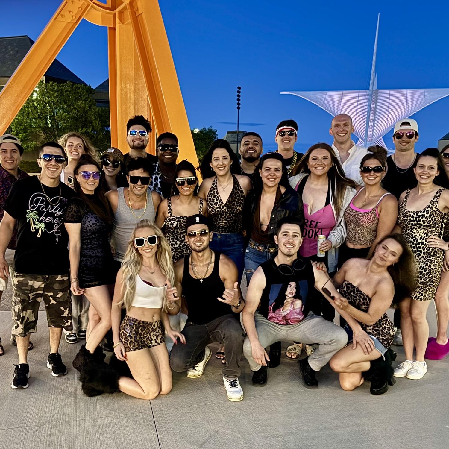 Celebrated our engagement with our amazing wedding party in a Jersey Shore party bus!
