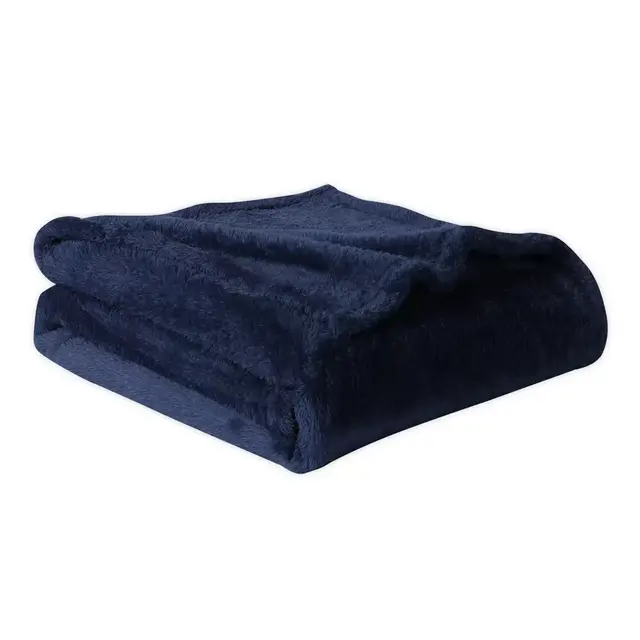 Cathay Home® Luxe Soft High Pile Plush Throw Blanket in Navy