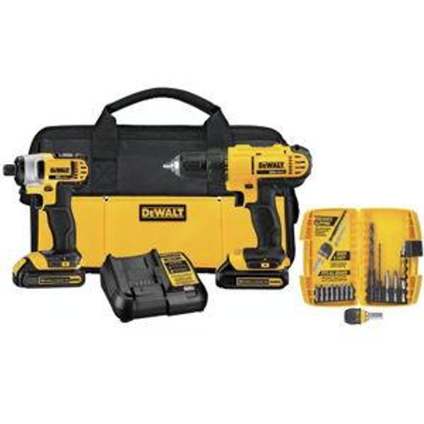 DeWalt 20V MAX Cordless Brushed 2 Tool Compact Drill and Impact Driver Kit