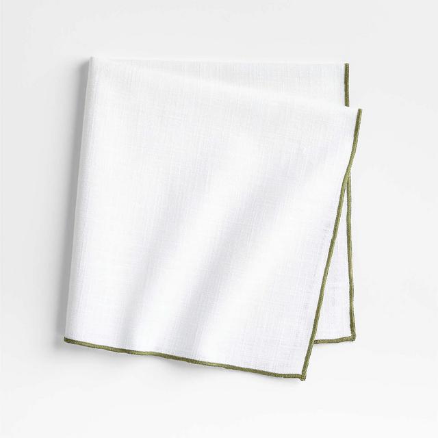 Mercer Merrow Stitch Olive Green Organic Cotton Napkin