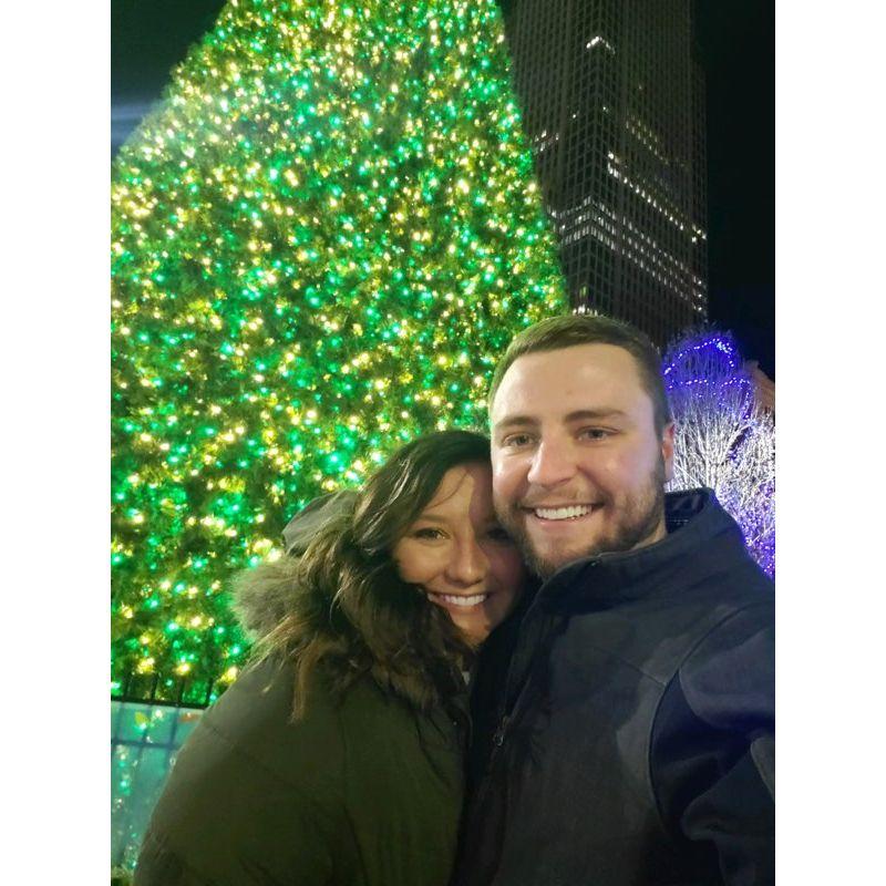 Our first picture together! For our second date we went to see the Christmas lights in Cleveland. So happy we captured this moment.