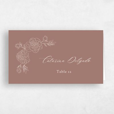Chestnut, Brown Wedding Place Card - Mauve