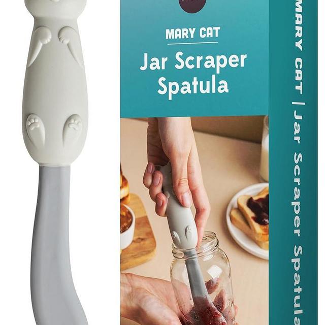 NEW!! Mary Cat Jar Scraper Spatula by OTOTO - Cat Gifts, Cute Kitchen Accessories, Cat Kitchen Accessories, Unique Kitchen Gadgets, Gifts for Cat Lovers, Silicone Scraper, Cute Kitchen Gadgets