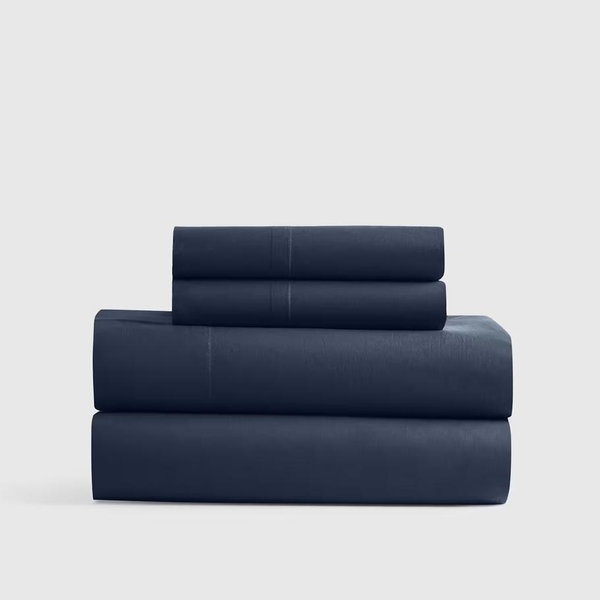 Organic Crisp Percale Sheet Navy Set - King