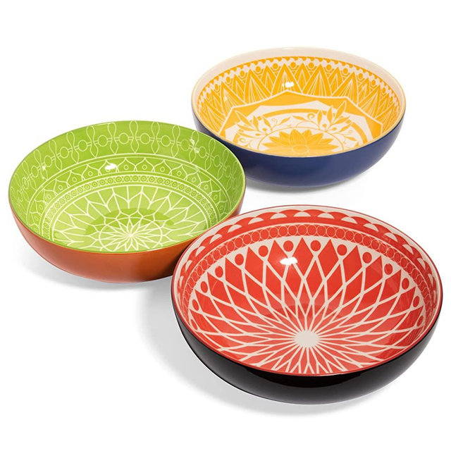 Annovero Serving Bowls, Set of 3 Porcelain Bowls, 9.5 Inch Diameter, 72 Fluid Ounce (9 Cup) Capacity