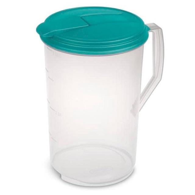 Water Pitcher with Lid 1 Gallon Pitcher, Clear Plastic Pitcher with Flip-top Spout Lids, Iced Tea Pitcher for Fridge, Freezer/Dishwasher Safe, BPA Free & Phthalate Free - Made in USA