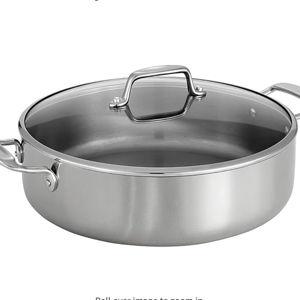 Tramontina Tri-Ply Clad Stainless Steel 6-Quart Braiser Pan with Glass Lid, Induction-Ready, Dishwasher-Safe, NSF-Certified, Made in Brazil