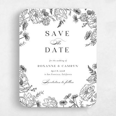 Black Rounded Wedding Save the Date - Astrid Portrait Letterpress