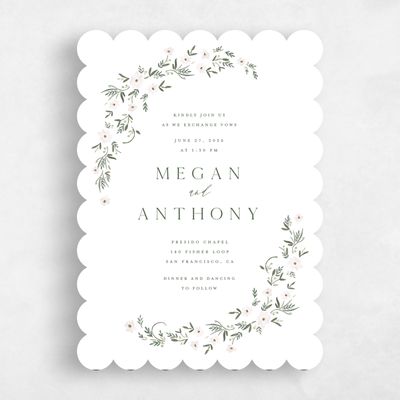 White Scalloped Wedding Invitation - Lenora Classic