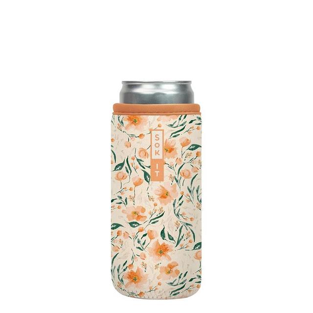 Sok It Can Sok Sleeve for Beer & Soda Insulated Neoprene Cover (Blush Blossoms, 12oz Slim Can Sleeve)