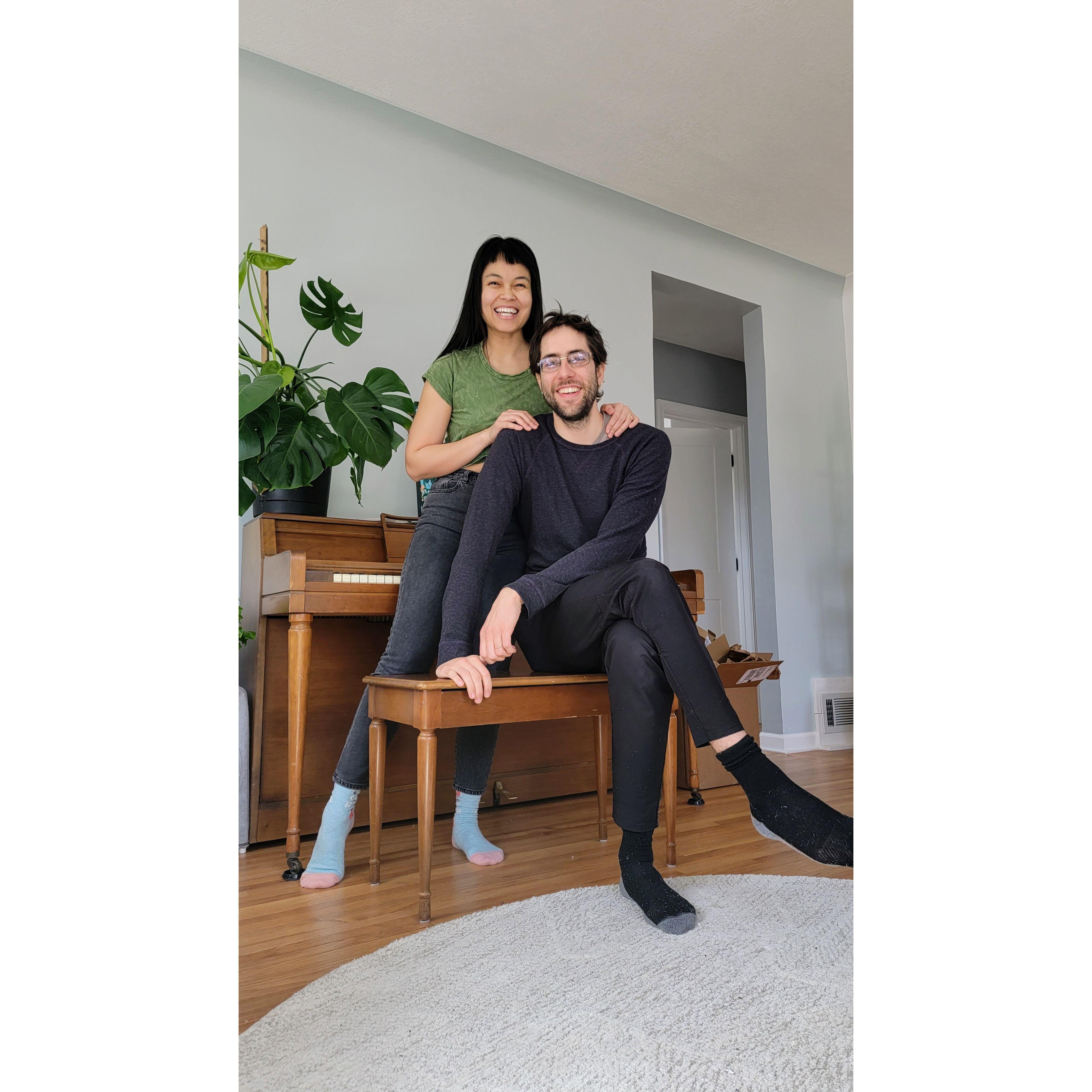 celebrating 8 years together while recovering from covid in our first house! 2022