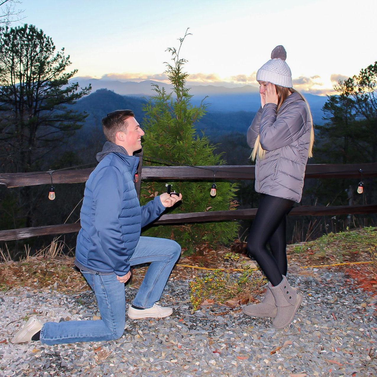 Jeffery popped the question at our romantic getaway in Bryson City, NC!