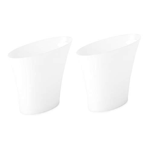 Umbra Skinny Sleek & Stylish Bathroom Trash, Small Garbage Can Wastebasket for Narrow Spaces at Home or Office, 2 Gallon Capacity, White, 2-Pack