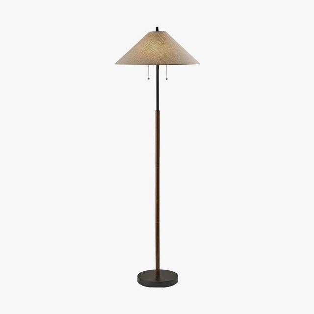 Patton Wood & Metal Floor Lamp, Black/Walnut