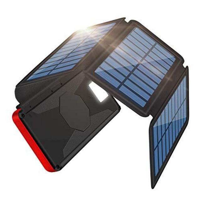 Portable Charger Solar Charger 26800mAh Solar Power Bank Detachable Solar Panel For Outdoor, 2 Inputs 2 USB Outputs, Water-Resistant Charger Pack with LED Flashlight Compatible Most Phones, Tablets