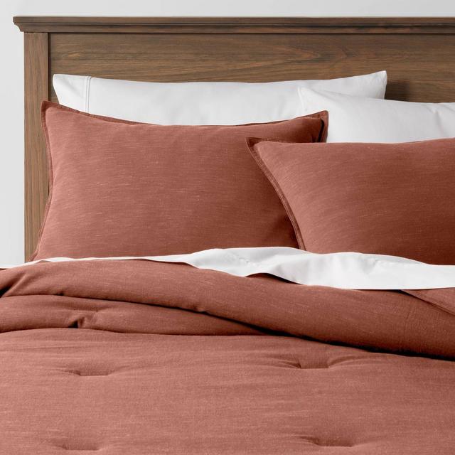 King Space Dyed Cotton Linen Comforter & Sham Set Rust - Threshold™