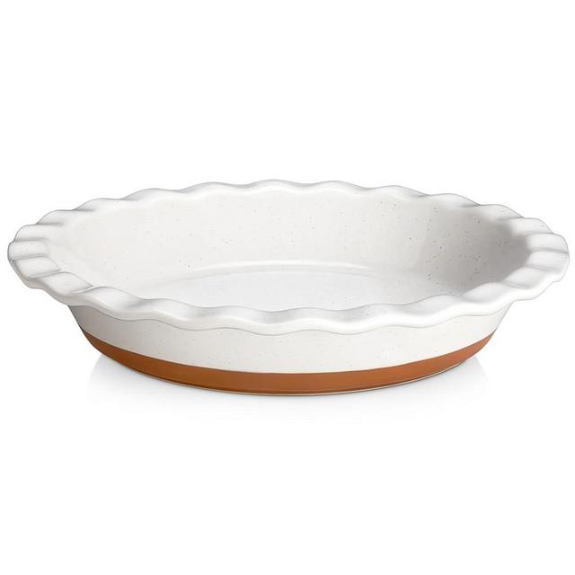 MALACASA Ceramic Pie Pan for Baking - 9 Inch Quiche Baking Dish Nonstick Pie Plate, Deep Dish Scratch-Resistant Pie Pan for Apple Pie Pot Pie, Series TARA