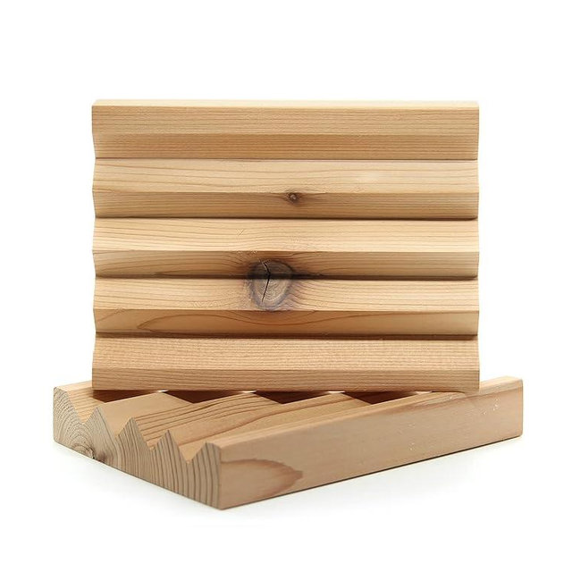 (2 Pack Cedar Large) Cedar Soap Dish - Handcrafted 100% Cedar Wood soap Dish - Soap Saver Dish - soap Dish - Soap Saver, Tray and Holder for Shower, Bathroom and Kitchen - Made in Canada