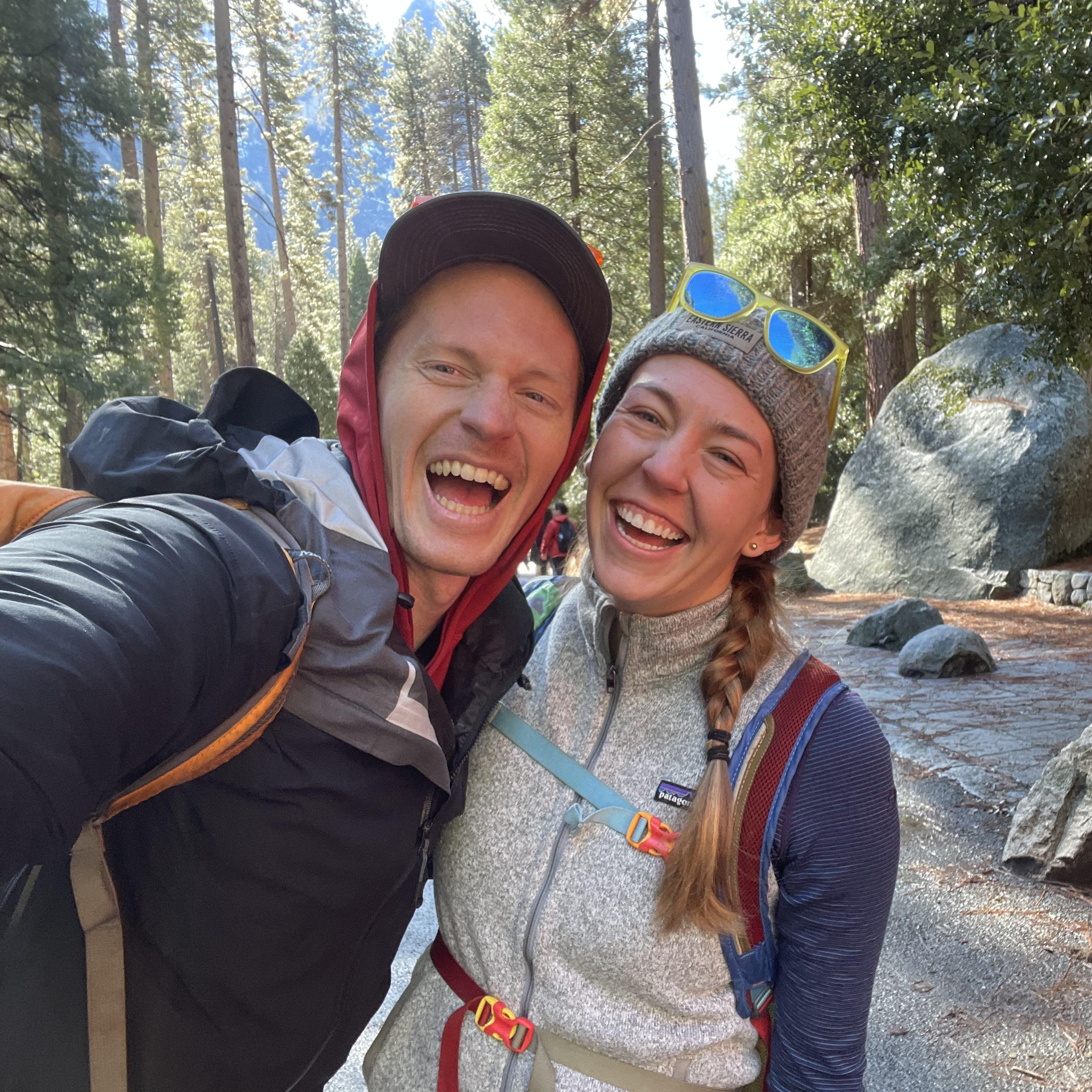 Goofing off at Yosemite National Park – one of our favorite places in the world.
