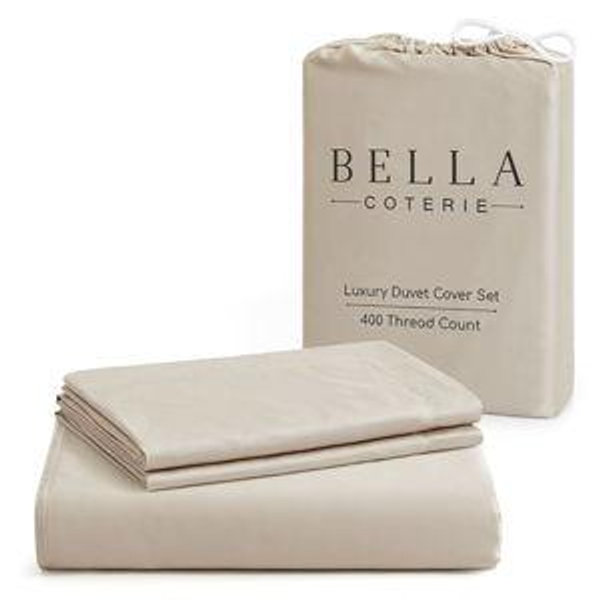 Bella Coterie Luxury Bamboo Viscose King Size Duvet Cover Set | 100% Organically Grown | Corner Ties | Ultra Soft | Cooling | Two Pillow Shams | 106 x 94 | No Insert [Dune]