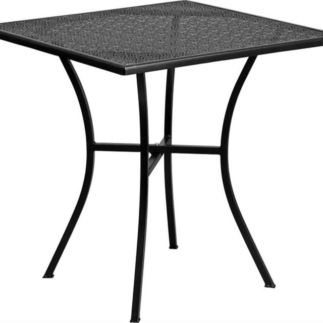 Flash Furniture Oia Commercial Grade 28" Square Black Indoor-Outdoor Steel Patio Table
