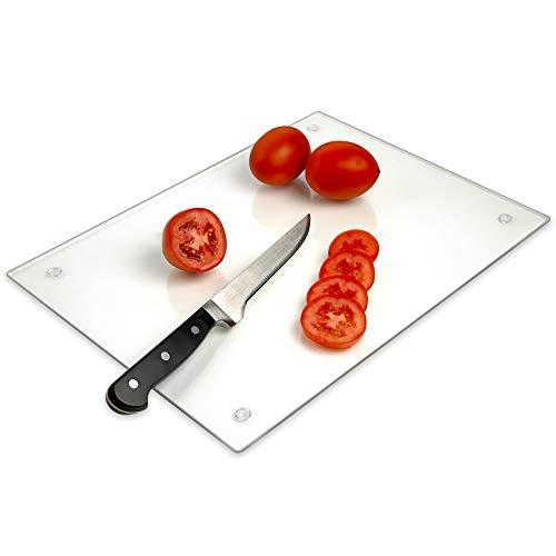 Tempered Glass Cutting Board – Long Lasting Clear Glass – Scratch Resistant, Heat Resistant, Shatter Resistant, Dishwasher Safe. (Large 12x16")