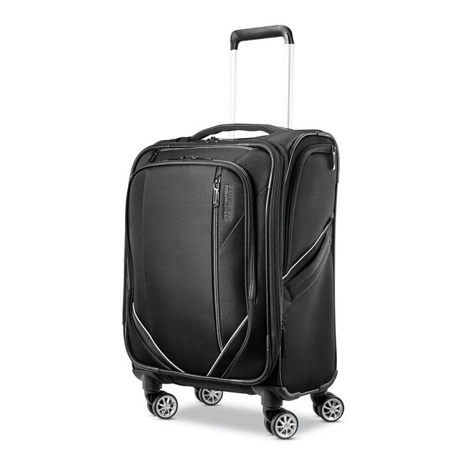 American Tourister Zoom Turbo Softside Large Checked Spinner Suitcase - Black