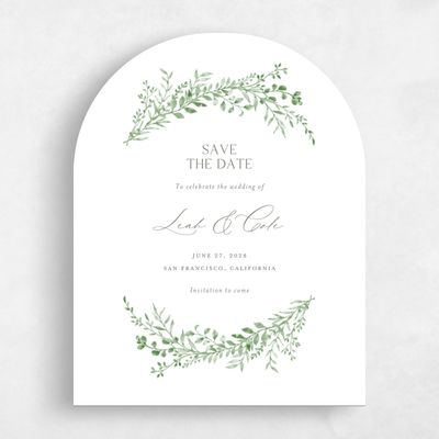 Green Arch Wedding Save the Date - Ronneby Portrait