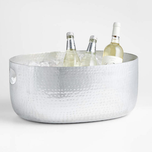 Crate and Barrel Bash Silver Beverage Tub