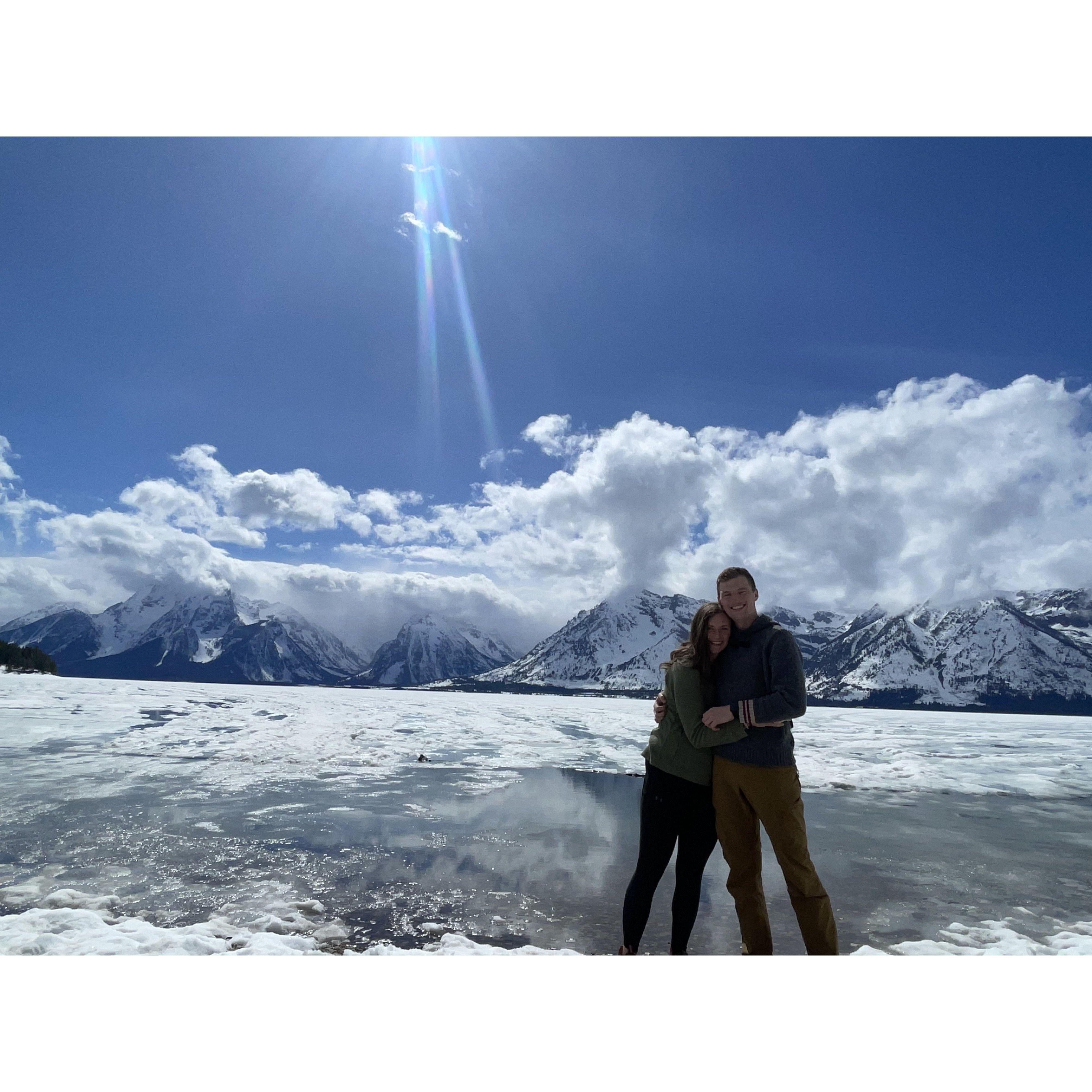 In our first few months of dating, we had the chance to go stomp around in the Tetons during the shoulder season. It became a special place as we first said those three special words on this trip!