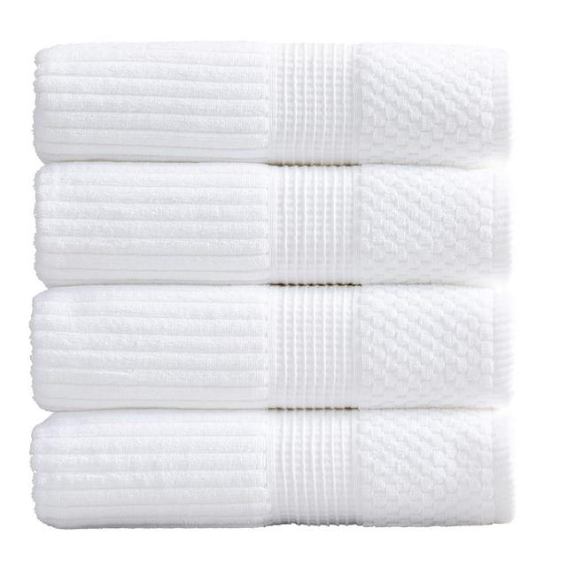Springtree Home 100% Cotton Bath Towel Set of 4 | Super Soft & Absorbent with Quick-Dry Fibers | 4 Bath Towels | Textured and Durable Cotton | Krista Collection - Bright White