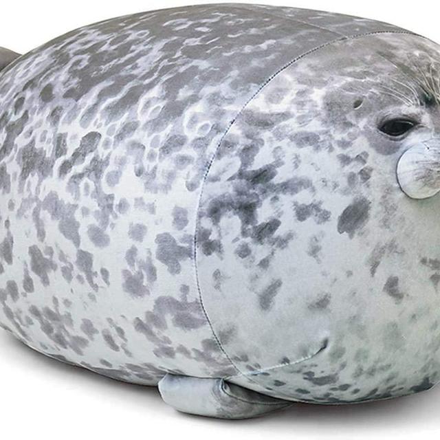 KOWAKA Cute Blob Seal Pillow, Soft Chubby Hug Stuffed Cotton Animal Plush Pillow Toy( White S 30cm)