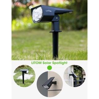 LITOM 4PC Solar Lights 12 LED Solar Landscape Lights Outdoor IP67 Waterproof Solar Landscape Spotlight for Garden Yard