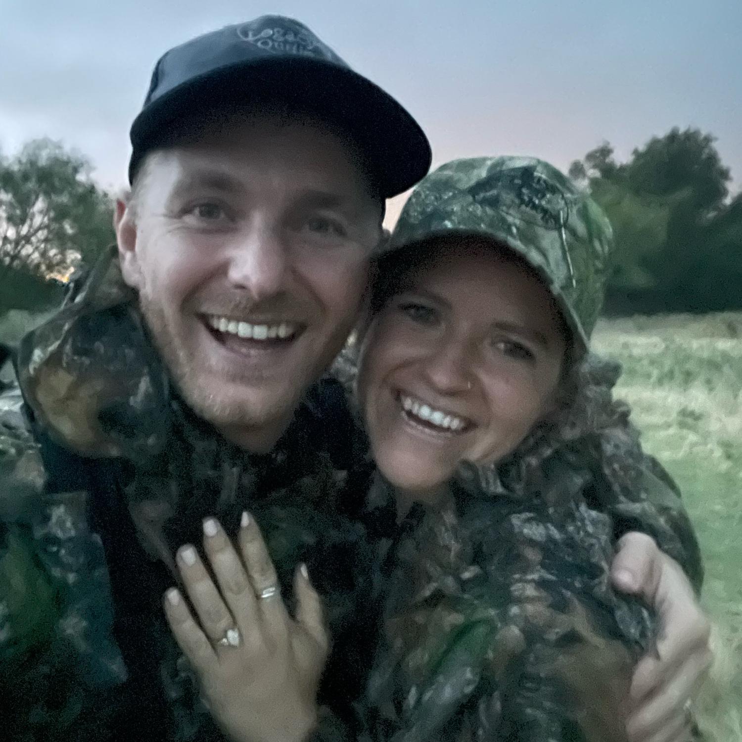 Moments after asking Catherine to marry him in Graham Texas, a lighting and thunderstorm ensued rushing them off of the property before they got stuck in the mud!