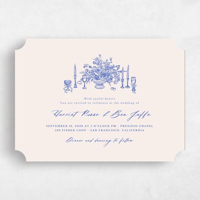 Blue Ticket Wedding Invitation - Josette Bloom