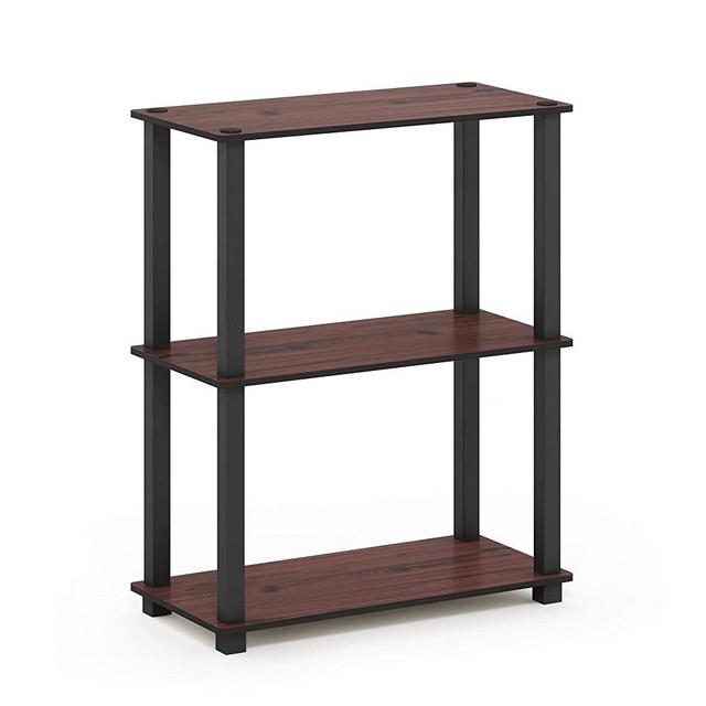Furinno Turn-S-Tube 3-Tier Compact Multipurpose Shelf Display Rack, Square, Dark Cherry/Black