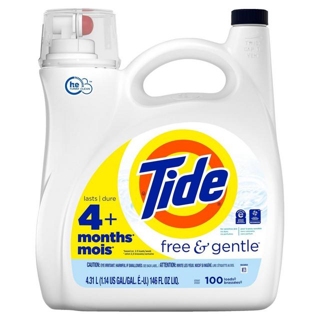 Tide High Efficiency Liquid Laundry Detergent - Free & Gentle - 146 fl oz
