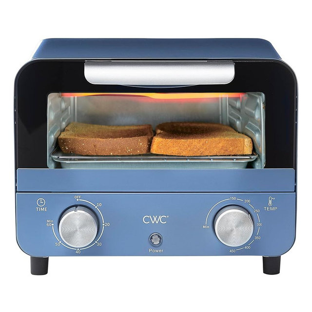 COOK WITH COLOR Mini Toaster Oven: 600W Power, Precision Timer, Auto Shutoff, and Culinary Delights Up To 450 Degrees, Navy