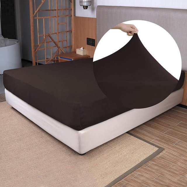 King Size Fitted Sheet Only - 4-Way Stretch Jersey Knit, T-Shirt Feeling & Ultra Soft, Wrinkle Free, Non-Slip & Snug Fit for Mattress (Deep: 5"-13") - Brown, King