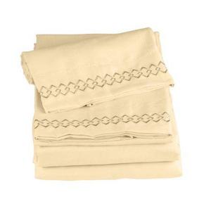 Washable Queen Microfiber Bed Sheet Set in Camel Gold