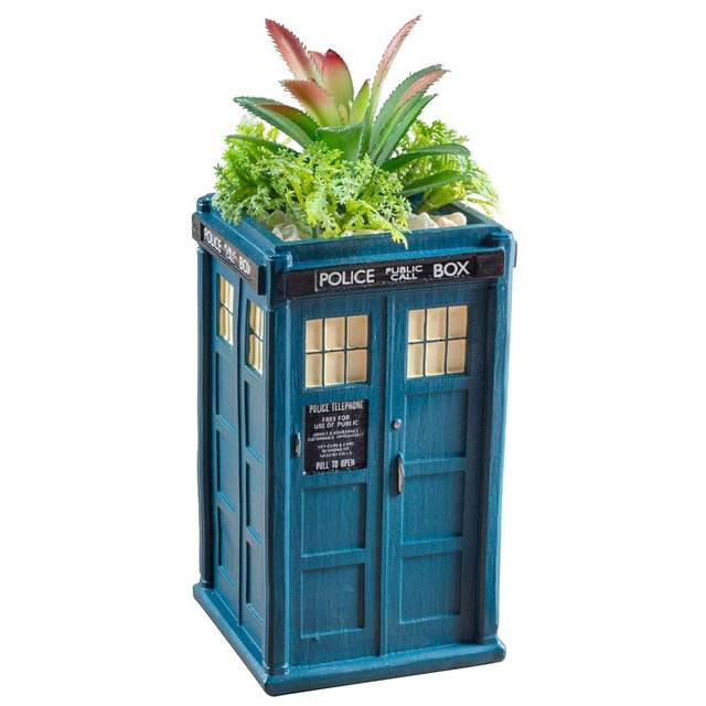 Doctor Who Tardis Indoor Planter for Real & Faux Plants & Succulents, 6" Ceramic - Special Dr. Who Decor for Home, Office - Officially Licensed - Gift for Teens, Adults, Mother's Day, Father's Day