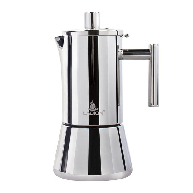 LAOION Stovetop Espresso Maker, 4Cup 6.8 oz Moka Pot, Stainless Steel Cuban and Italian Coffee Maker for Cafetera Cubana, Greca De Cafe Induction Stovetop Compatible, Coffee Gift for Home Travel