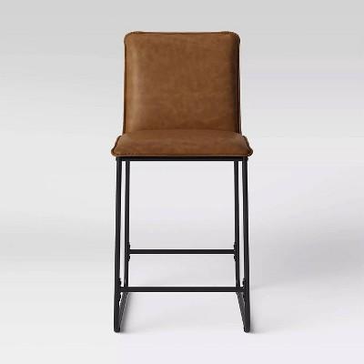 Upholstered Counter Stool with Metal Frame Camel Faux Leather - Room Essentials™