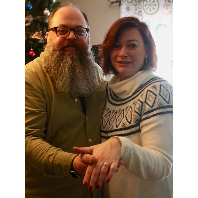 The proposal at Christmas. I put the ring on an ornament that said 'Will you marry me?'. She cried. And said 'Yes'.