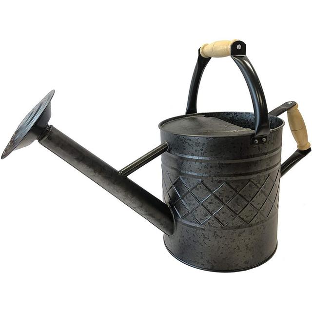 Gardener Select Metal Diamond Watering Can, Black, 2.5 Gallons