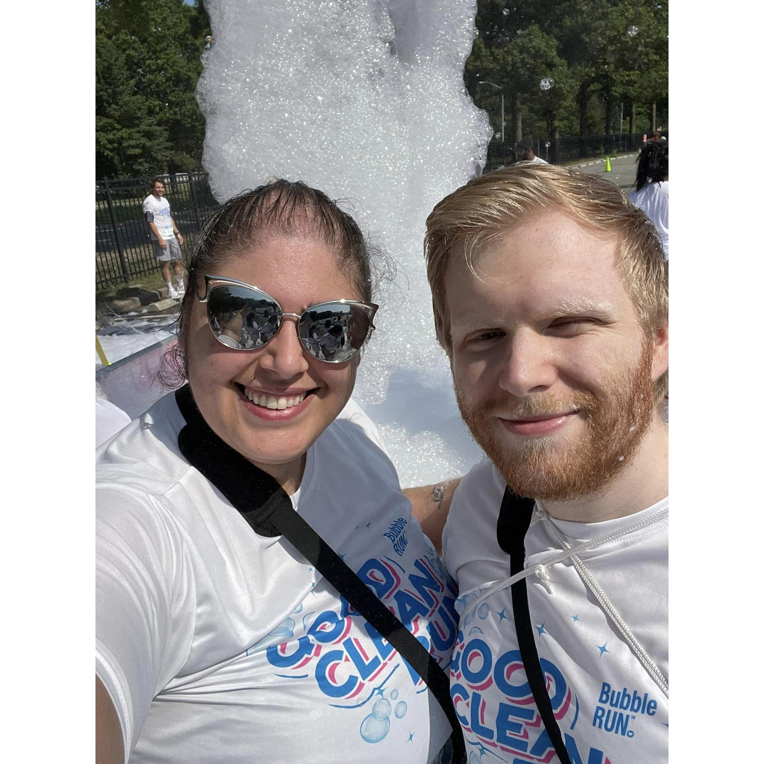 We had a great time at the Bubble Run 5K together, jogging through different colored bubble stations.