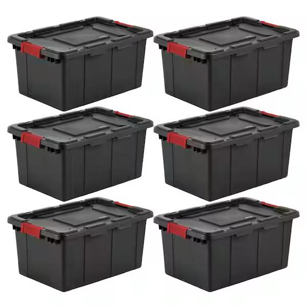 Sterilite Durable Rugged Industrial 15 Gal. Storage Bin in Black (6-Pack) 6 x 14649006