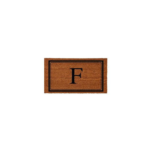 Evergreen Monogram Indoor Outdoor 100% Natural Coir Doormat 28" x 16" | Letter "F"