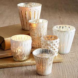 Eclectic Mercury Votives, Set of 6 - White